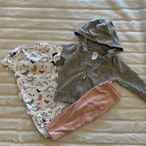 Pink dinosaur 3-piece set